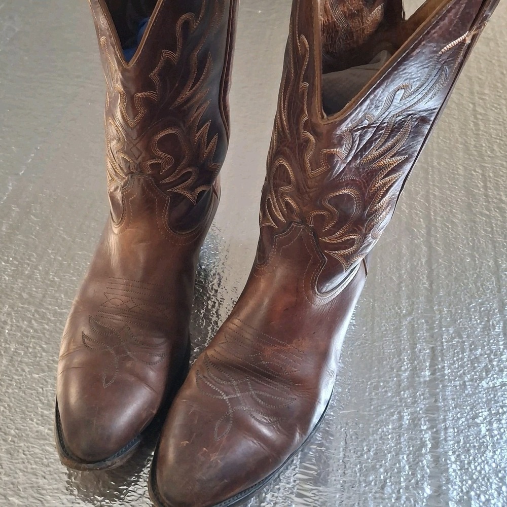 Boulet Mens Brown Leather‎ Western Boots Size 10 Canada Cowboy